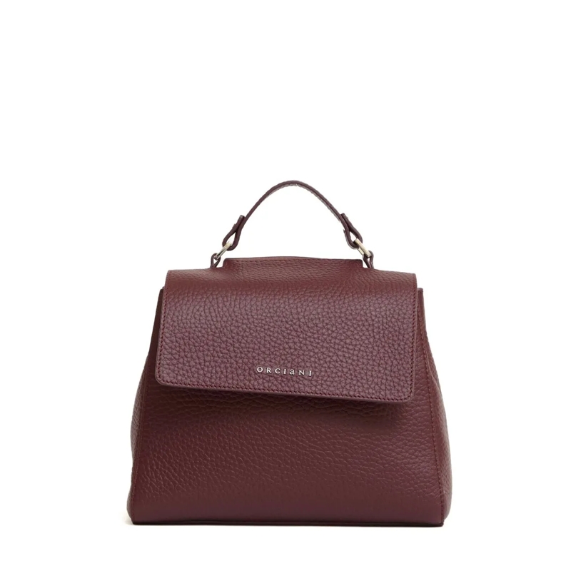 Orciani Schoudertas Structured Pebbled Leather Shoulder Bag Burgundy