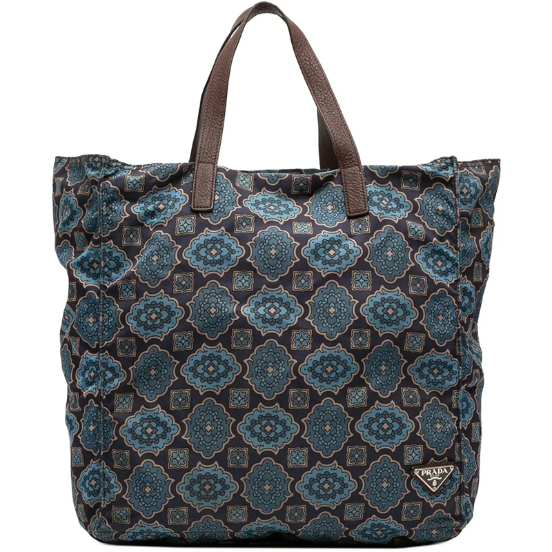 Prada Shopper Tessuto Stampato Tote blau