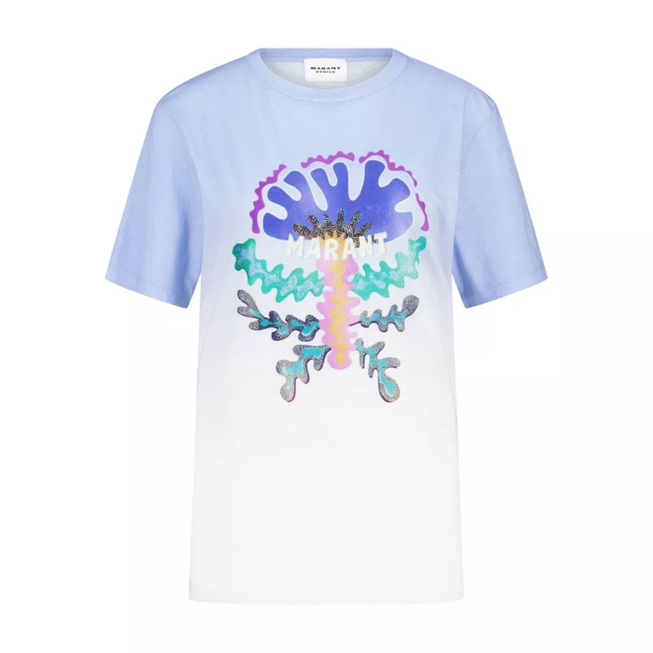Isabel Marant T-Shirt mit Print 48104426930522 Hellblau 