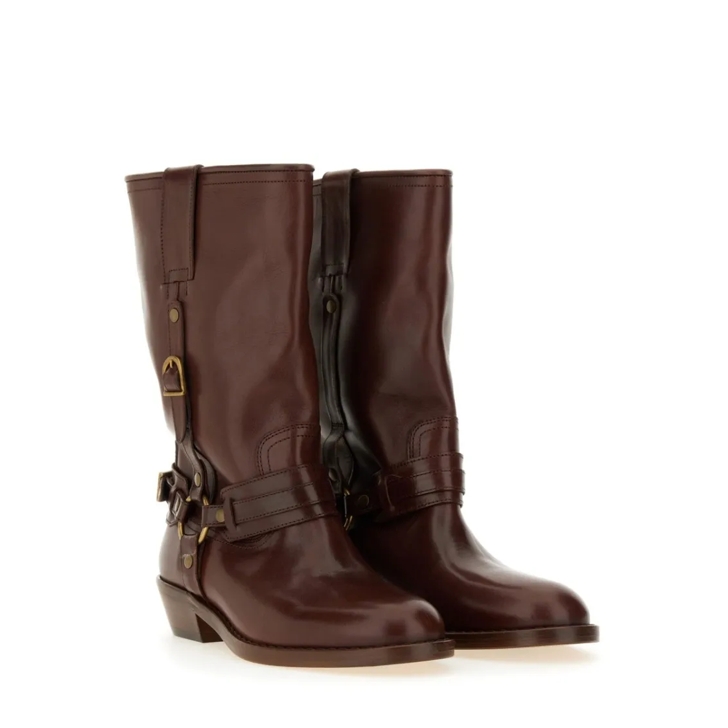 ブーツその他 Isabel Marant Brown leather Heiko ankle boots ISABEL MARANT Heiko buckled leather boots | NET-A-PORTER