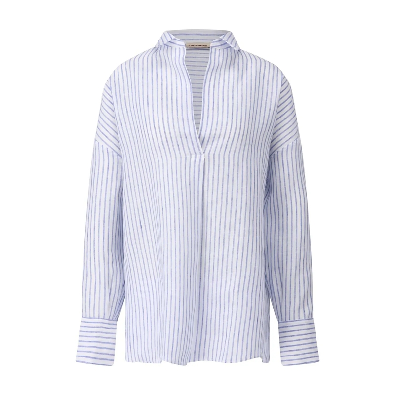 Blooming Blouse Oversized Leinenbluse Nizza mit Streifen blau
