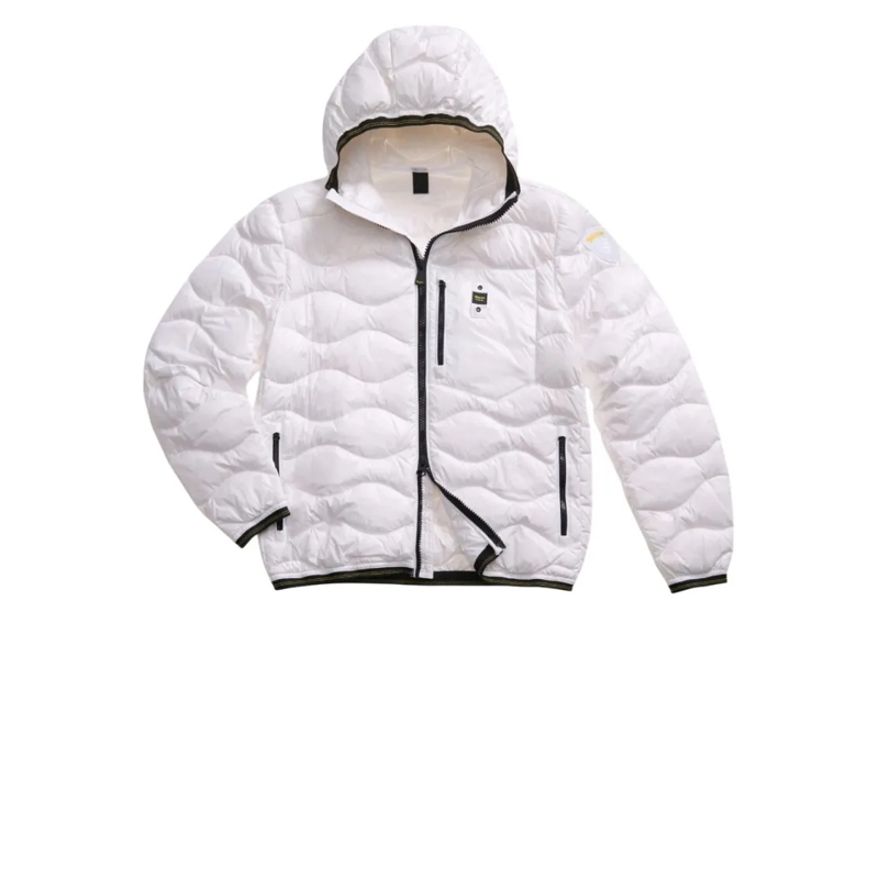 Blauer Doudoune Quilted Down Jacket With Wave Pattern White
