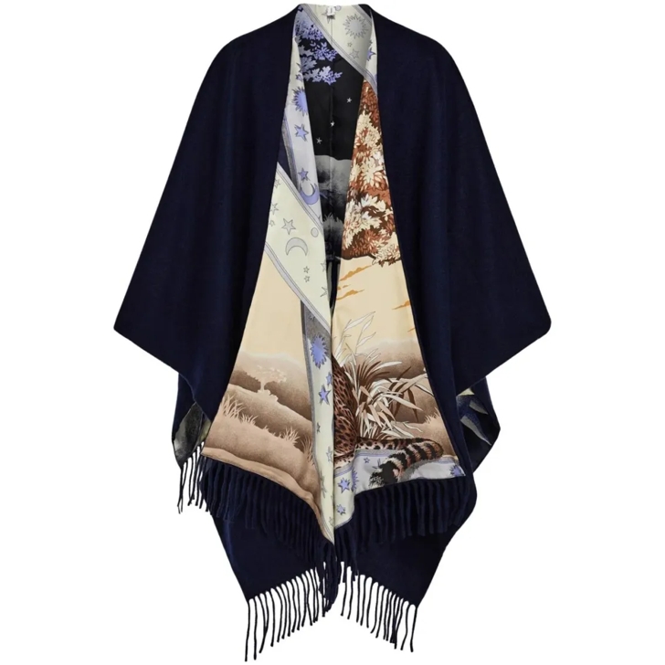 Salvatore Ferragamo Poncho Graphic Print Reversible Multicolored Multicolor Umhang