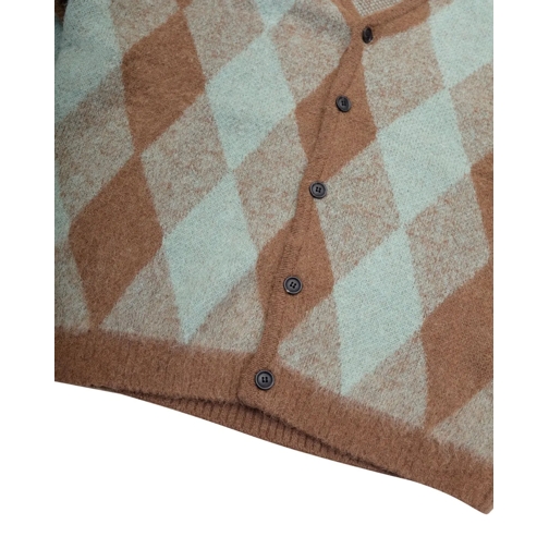 Tony Wack Sweatshirts Cardigan Brushed Mohair Argyle Mint/Taupe taupe (Image 3)