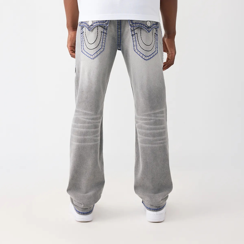 True Religion Jeans - Modell: Ricky- Lockere Passform- Farbige Ziern grau(Image 4)