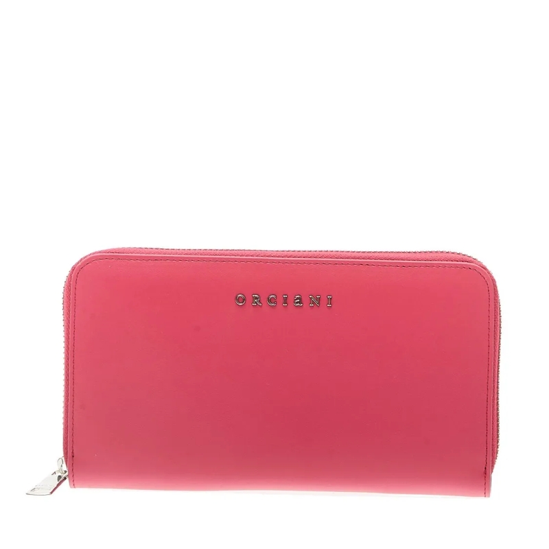 Orciani Geldbörse Full Zip Fuchsia Leather Wallet Pink