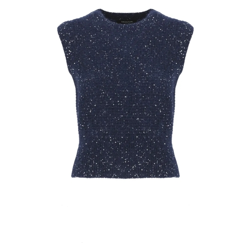 Fabiana Filippi Night Blue Mohair Blend Vest Blue Pull