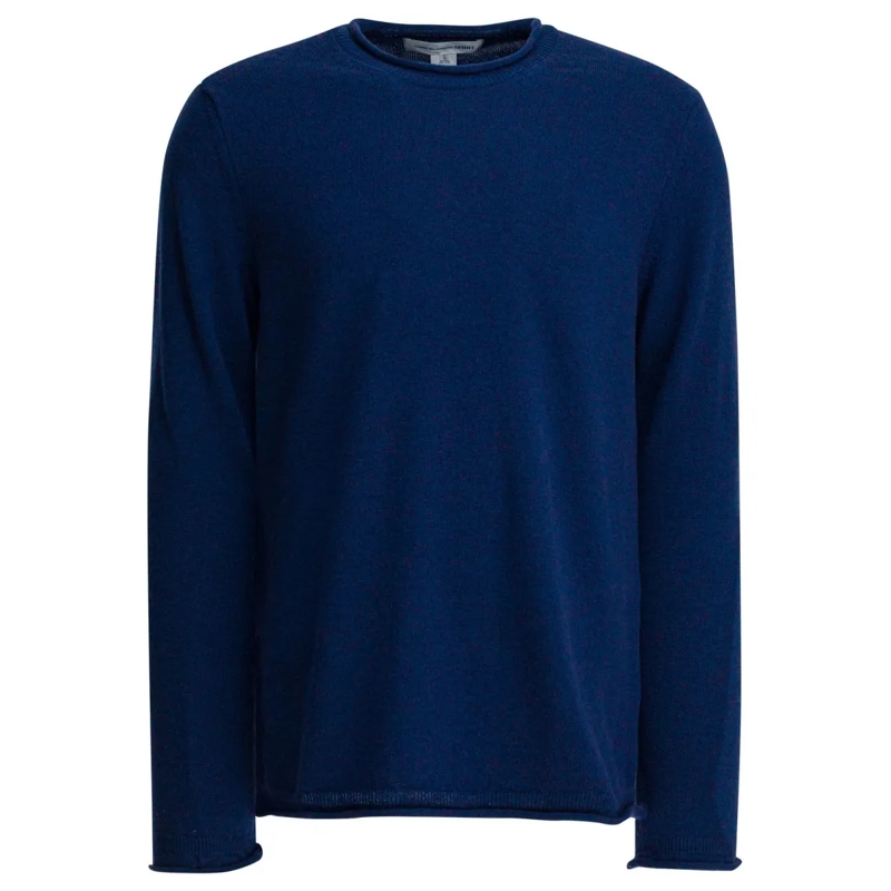 Comme des Garcons Pull Solid Wool Crewneck Sweater With Ribbed Edges Black