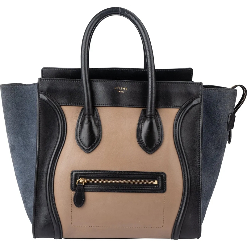 Celine Tote Celine Tricolor Leather Luggage Handbag schwarz