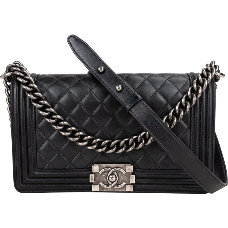 Chanel Tote Chanel Quilted Lambskin Boy Single Flap Crossbody  schwarz