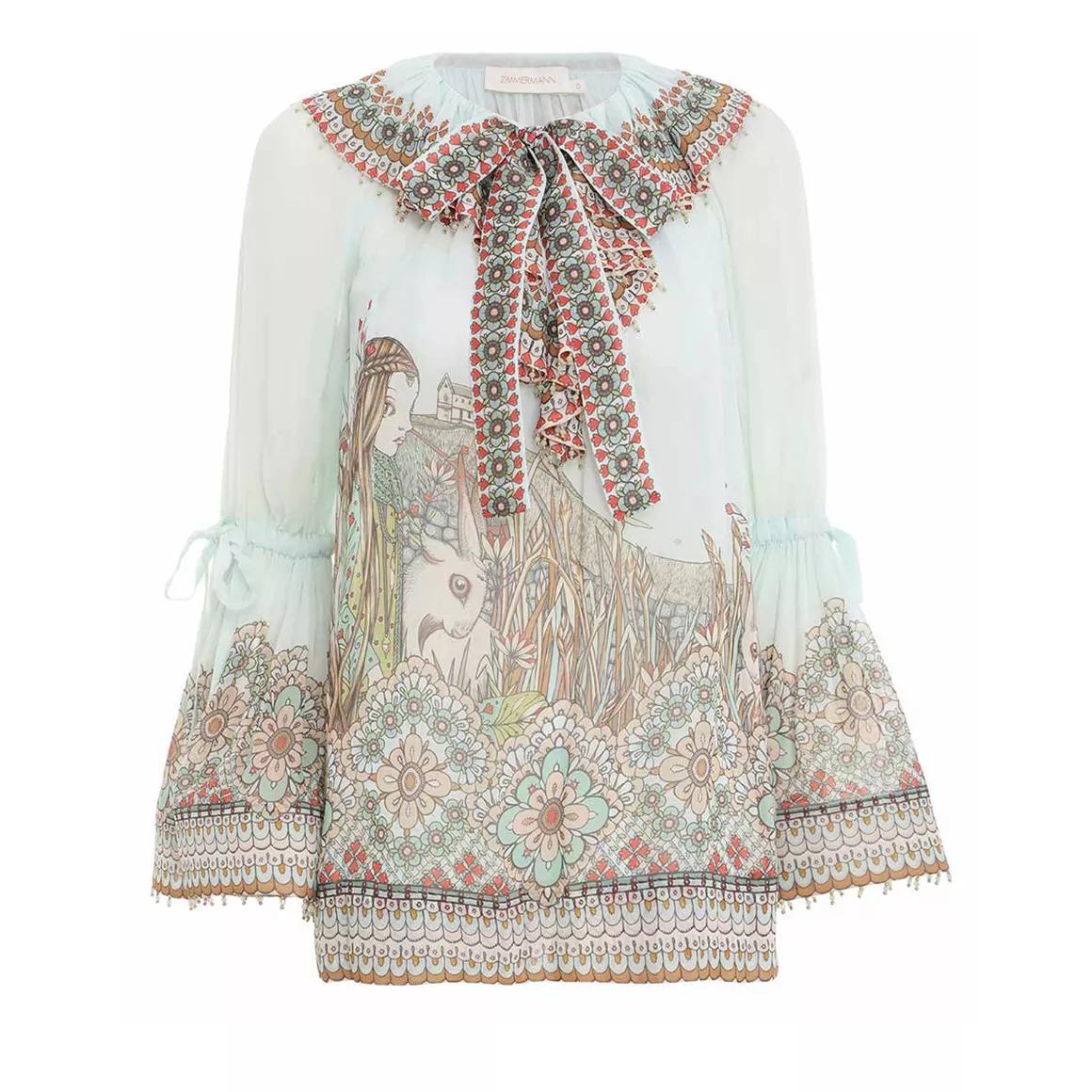 Zimmermann - Kaleidoscope Ruffle Bluse - Größe 2 - multi