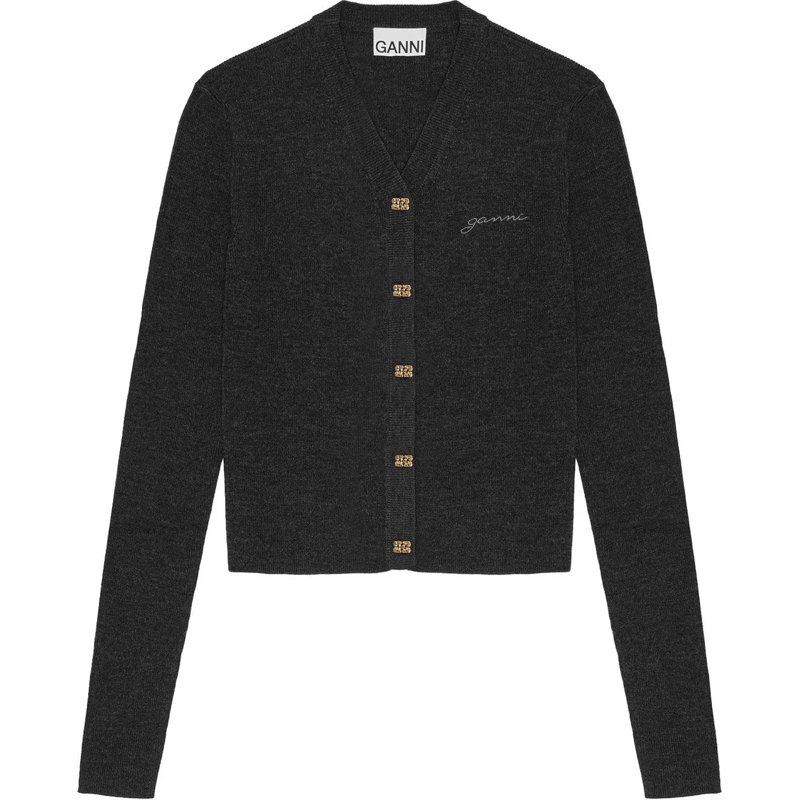 GANNI Blazer gilet grijs knoop goud grau