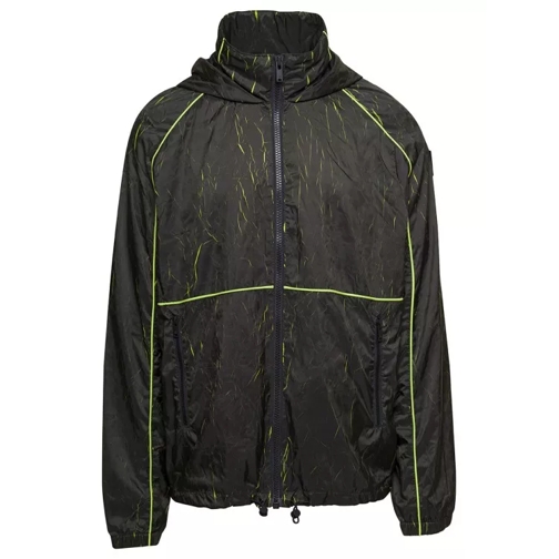 Moose Knuckles Black And Green Windbreaker With Craquelé Effect I Black 