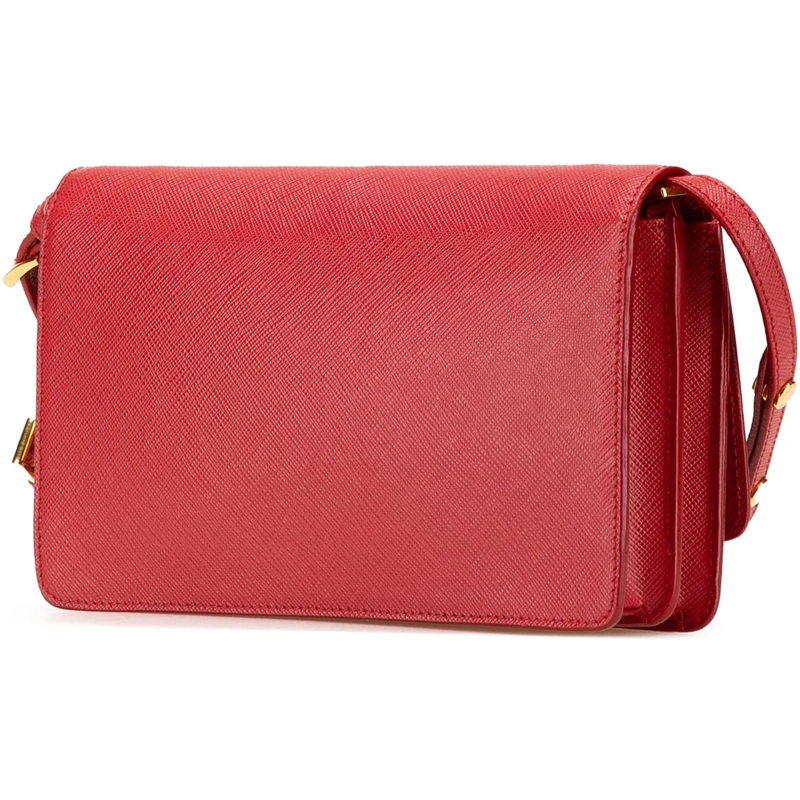 Prada Schultertasche Saffiano Lux Bow Wallet On Strap rot