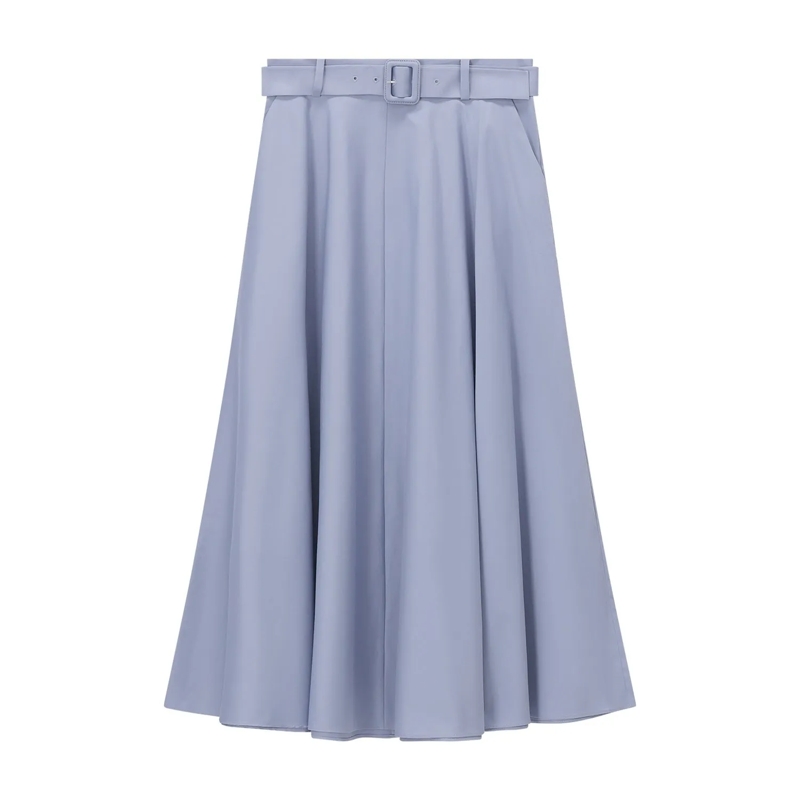 windsor. Maxirok Midirock aus Baumwollmix blau