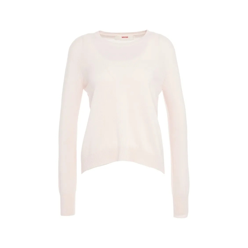 Mvm Pull Cashmere Sweater With Classic Round Neckline White