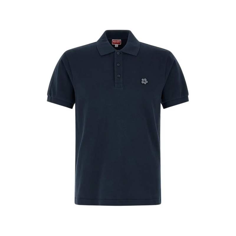 Kenzo Polohemd Deep Blue Silk And Nylon Polo Shirt Blue