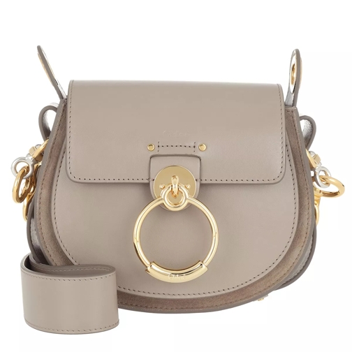 Chloé Tess Shoulder Bag Small Leather Motty Grey Saddle Bag