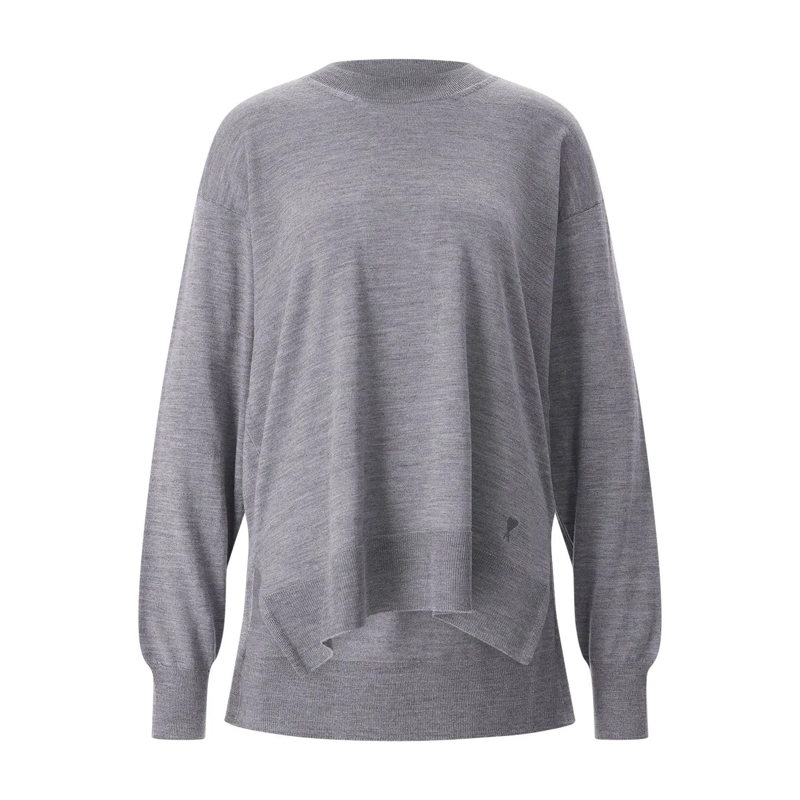 AMI Paris Pullover Pullover mit Wolle und Seide grau