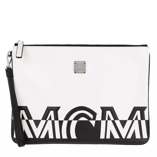 MCM Contrast Medium Top Zip Pouch White Handväska med väskrem