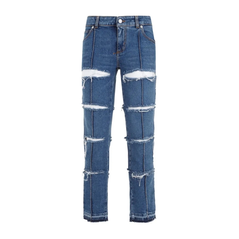 Alexander McQueen Jeans Denim Blue Stone Wash Cotton Pants Blue