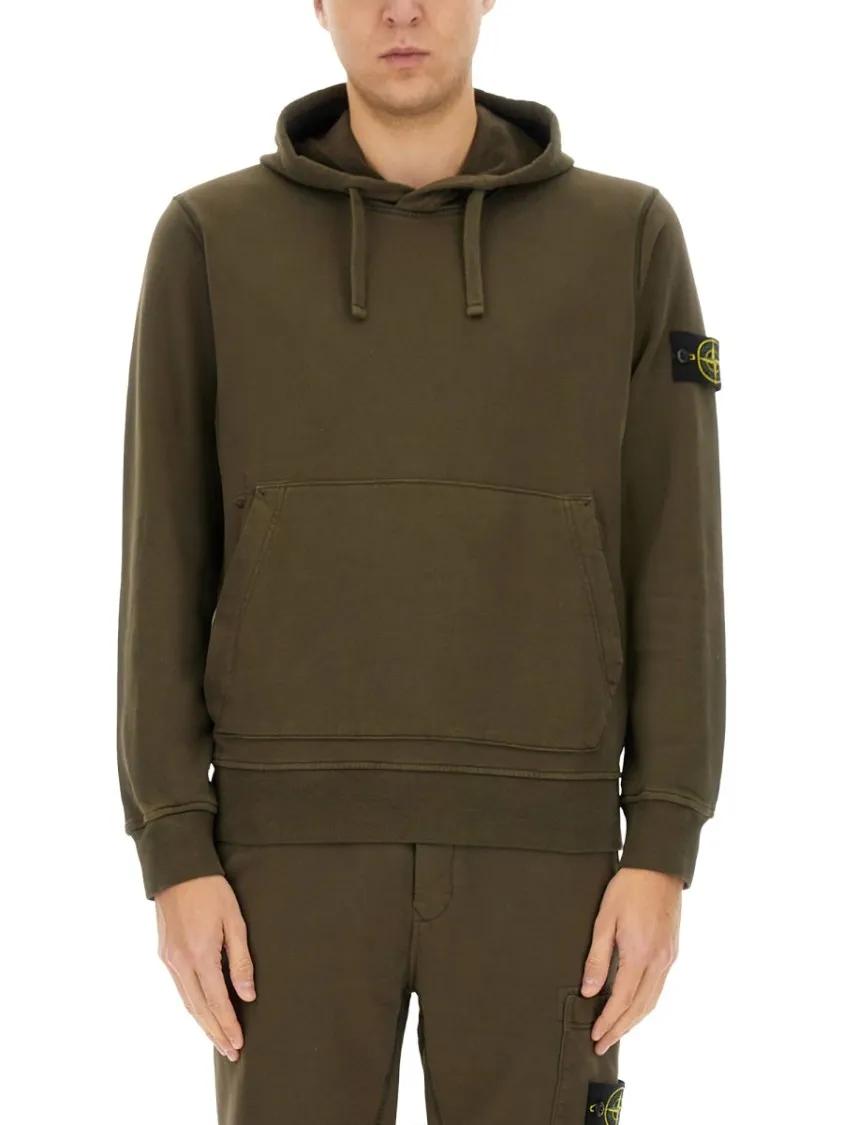 Thumbnail - Stone Island - Relaxed-Fit Cotton Hoodie With Signature Sleeve Pa - Größe L - grün