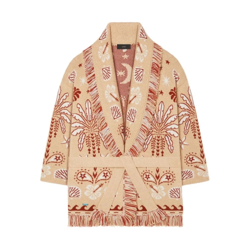 Alanui Trui Relaxed Fit Shawl Collar Cardigan Neutrals