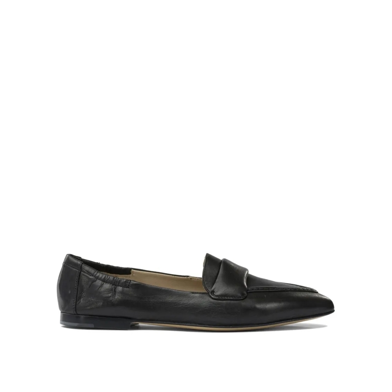 Pomme D'or Ballerinas Pointed Toe Black Calf Leather Loafers Black