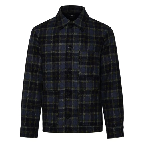 A.P.C. New Emile Shirt In Blue Wool Blend Blue 