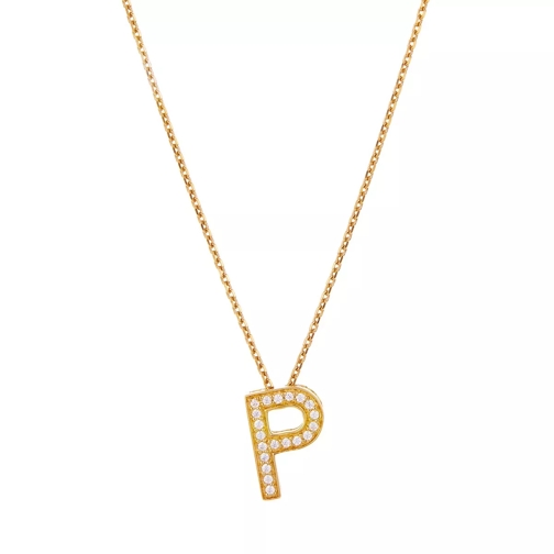 BELORO Necklace Letter P Zirconia  Gold-Plated Short Necklace