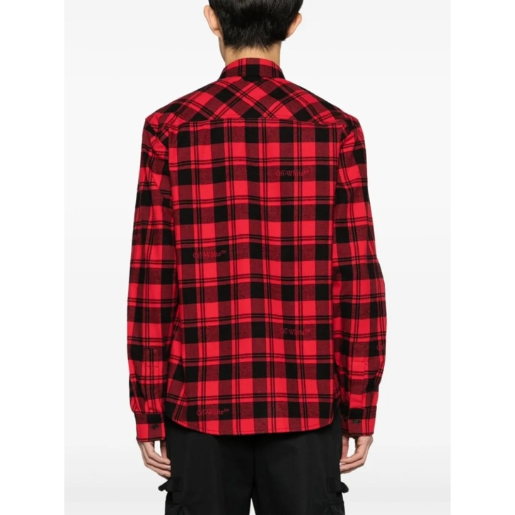 Off White Shirt With Checked Print Red Shirts