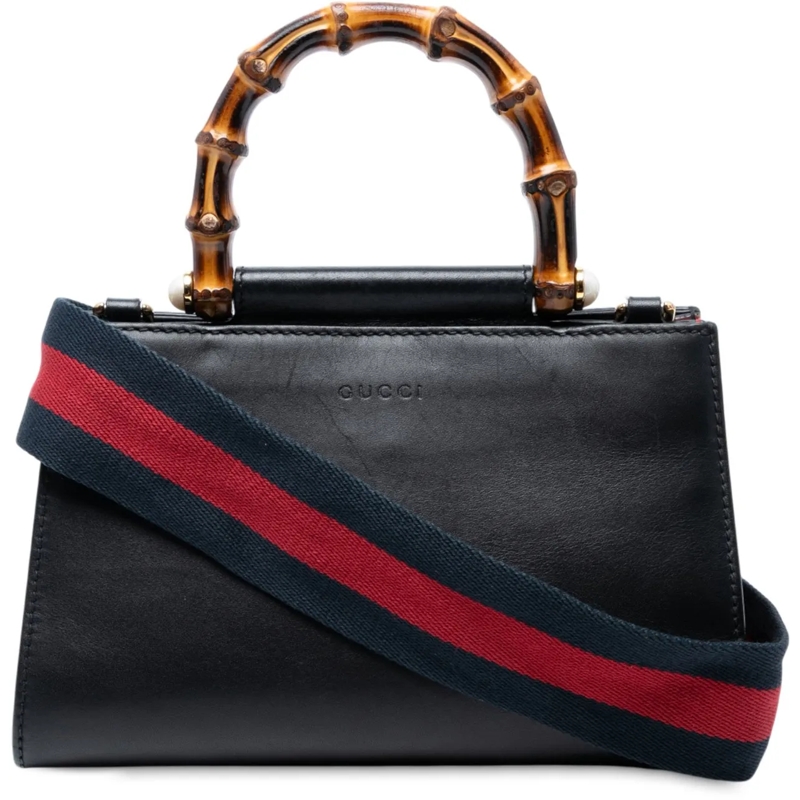 Gucci Sac à bandoulière Mini Nappa Bamboo Nymphaea Top Handle Bag schwarz