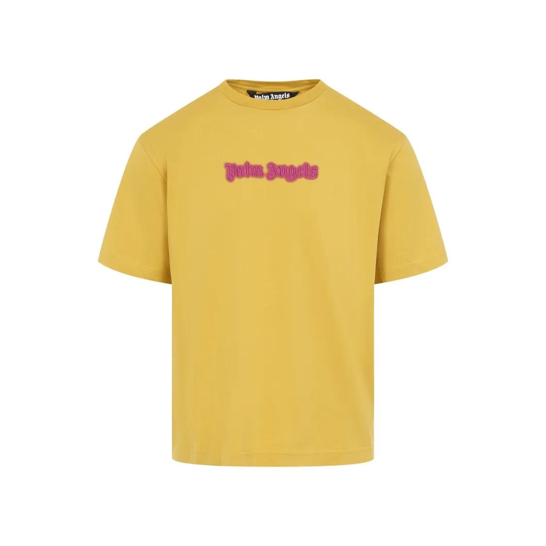 Palm Angels - Ocher Yellow Cotton Neon Logo Slim Tee - Größe L - gelb