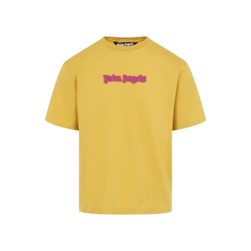 Palm Angels Ocher Yellow Cotton Neon Logo Slim Tee Yellow T-Shirts