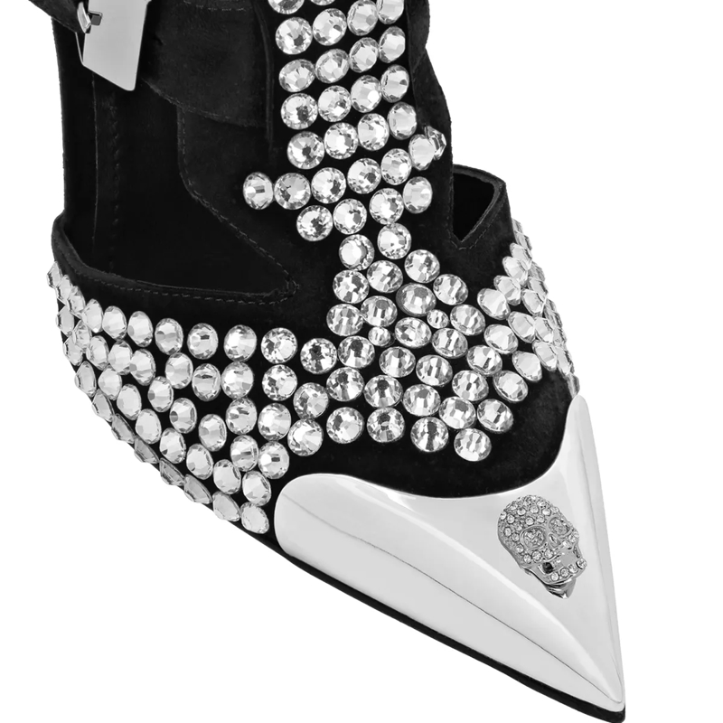Philipp Plein Riemchensandalen Sandaletten Skull Mit Schmucksteinen silber(Image 4)