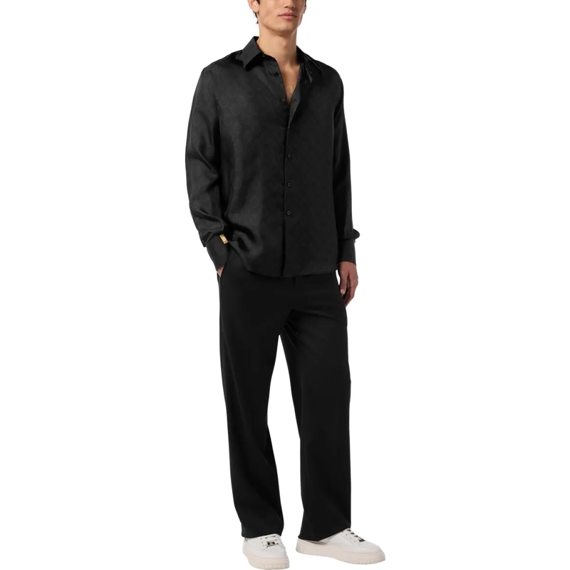 BILLIONAIRE Hemd Silk Gold Cut Shirt All-Over Crest schwarz(Image 4)