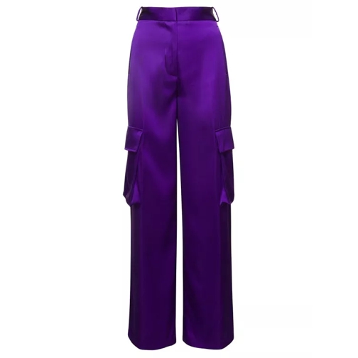 Versace Purple Cargo Pants Satn Effect With Cargo Pockets  Purple Cargo-byxor