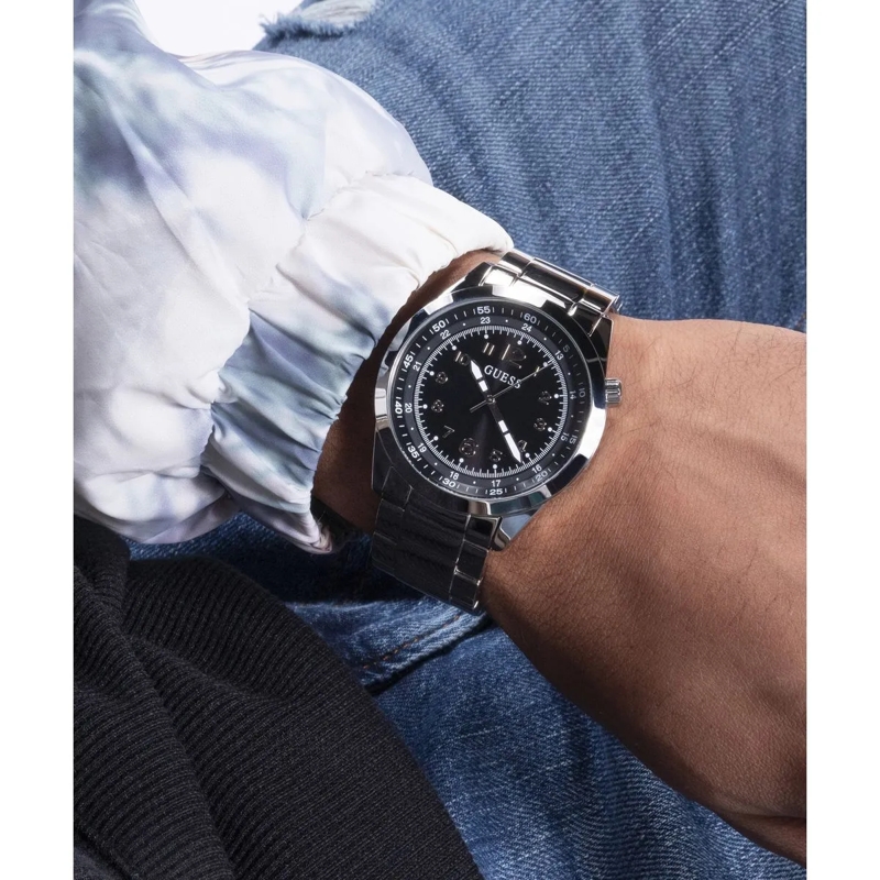 Guess Quarzuhr Analoge Analoguhr Max silber(Image 3)