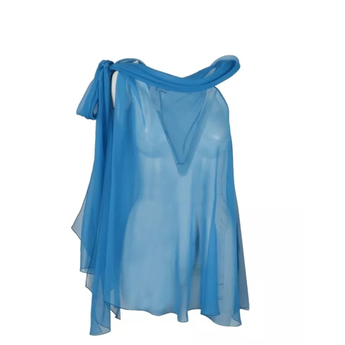 Alberta Ferretti Silk Chiffon Blouse Blue 