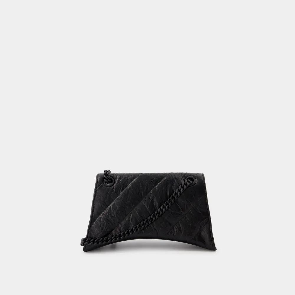 Balenciaga Shoppers Crush Chain S Shoulder Bag Leather Black in zwart