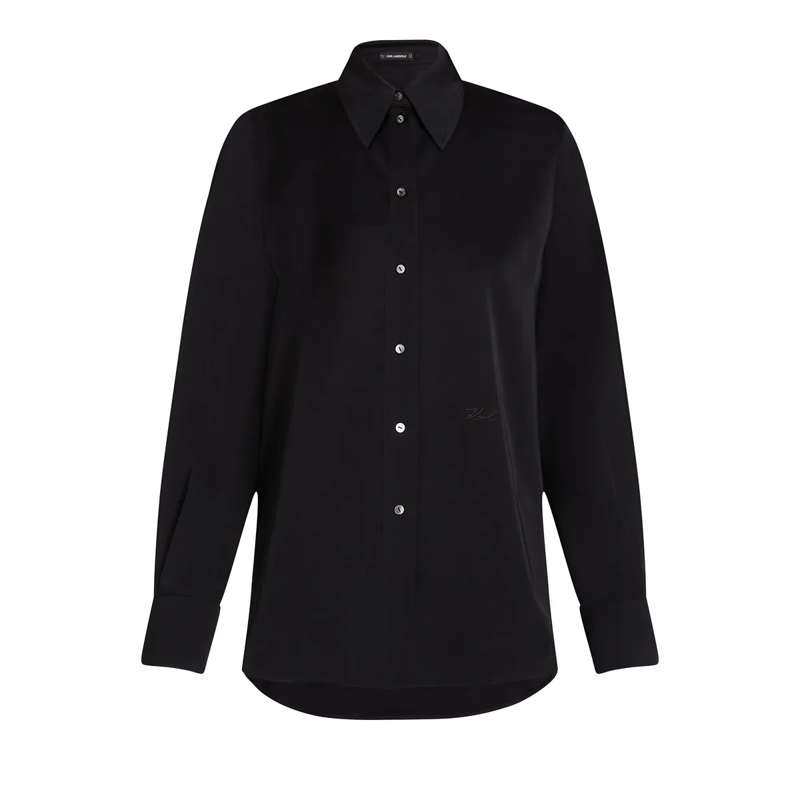 Karl Lagerfeld Bluse BUTTON-DOWN-BLUSE schwarz