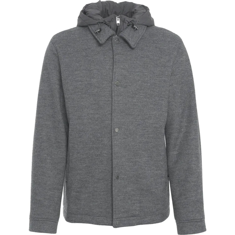 Woolrich Doudoune Heren Knitted Wool Shirt Jack Grijs grau