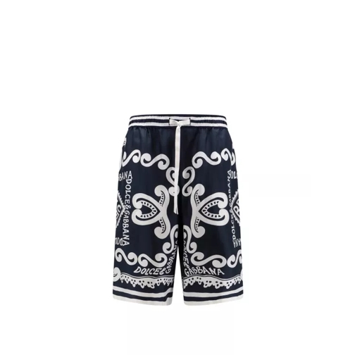 Dolce&Gabbana Silk Twill Bermuda Shorts With Marina Print Black Bermuda-Shorts