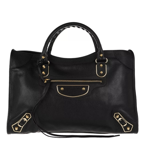 Balenciaga Metallic Edge Classic City Bag Leather Black Rymlig shoppingväska