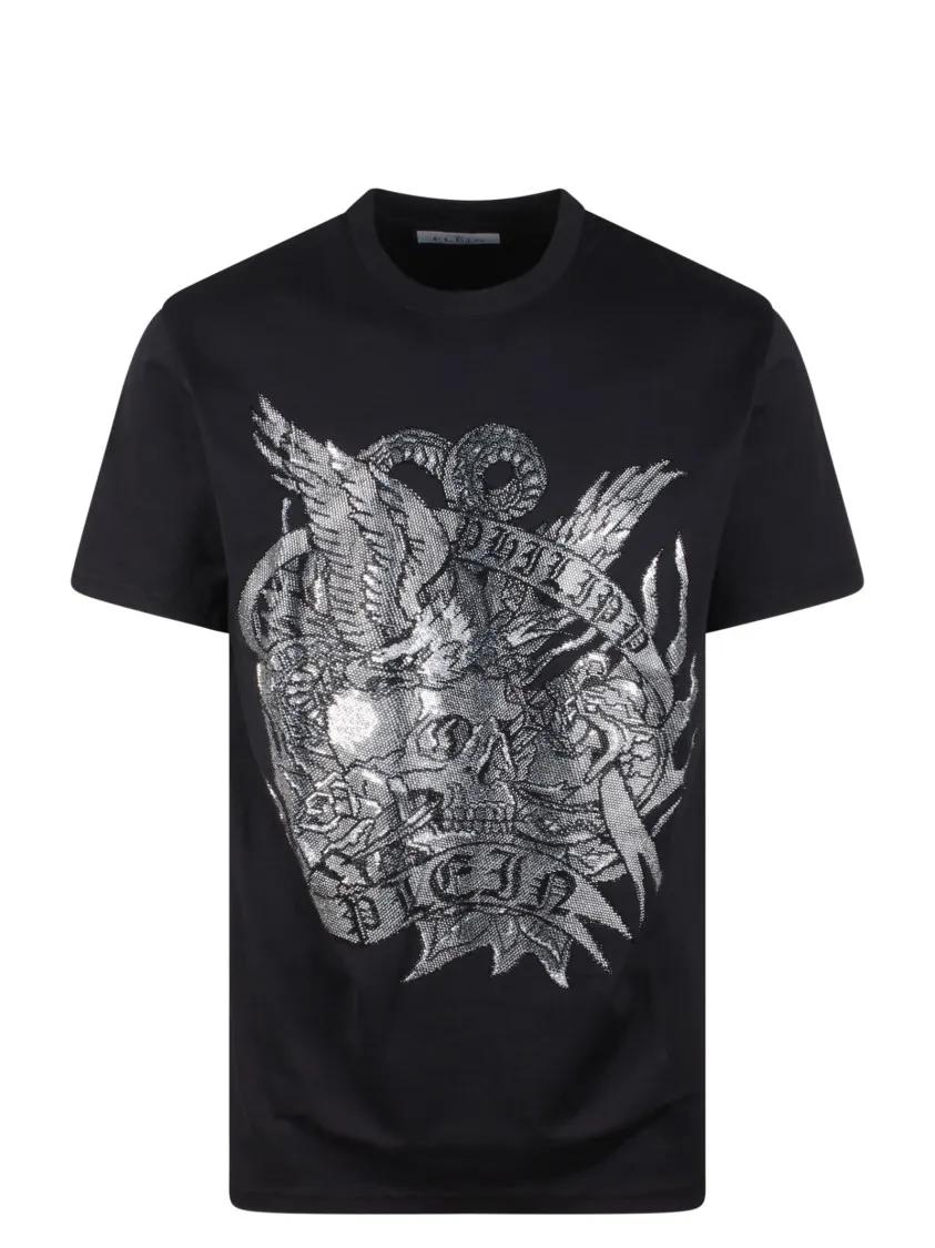 Philipp Plein - Round Neck Ss Tattoo T-Shirt - Größe L - schwarz