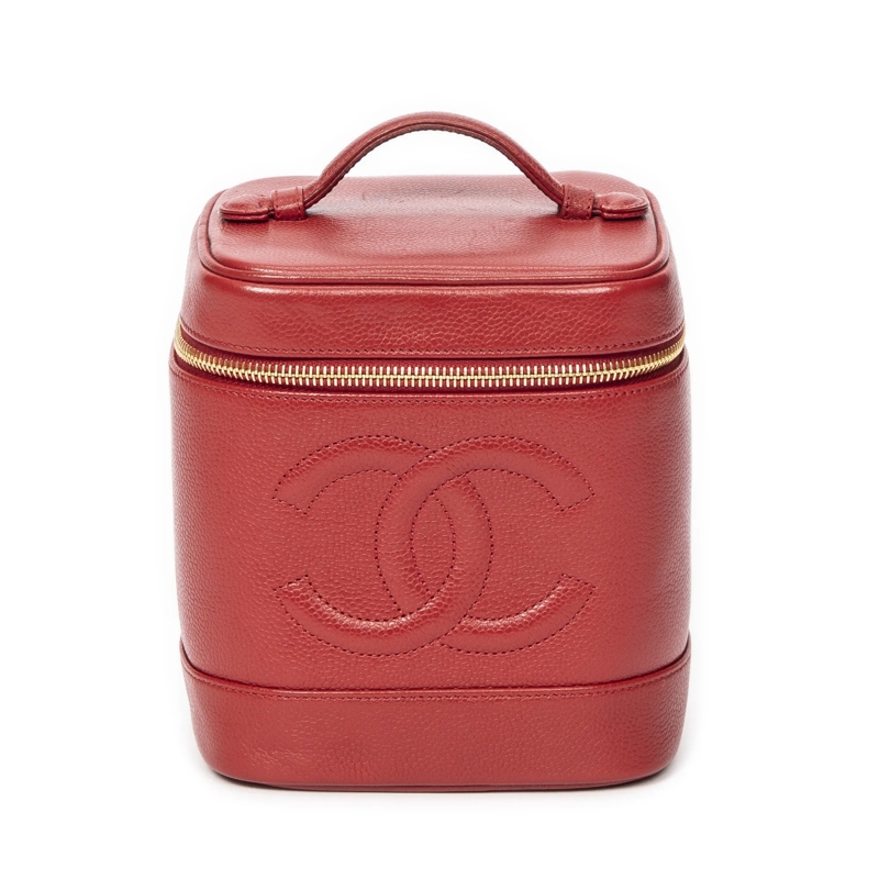 Chanel Crossbody Bag CC Tall Vanity Case rot