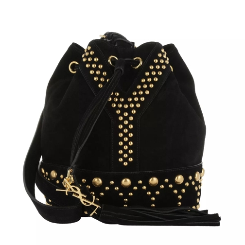 Saint Laurent YSL Studs Bucket Bag Suede Black Bucket Bag