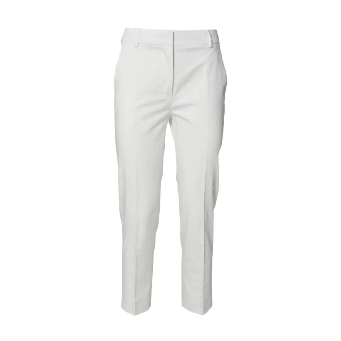 Thumbnail - Max Mara - White Satin Lince1234 Cropped Trousers - Größe 46 - weiß