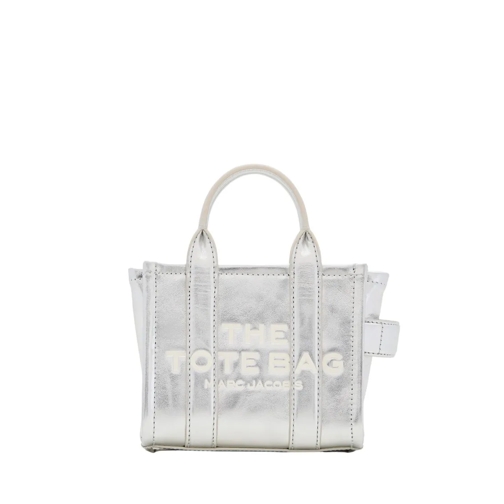 Marc Jacobs Fourre-tout The Mini Tote Metallic Leather Bag Silver