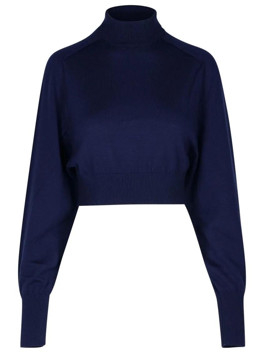 Sportmax - Ululato%27 Blue Virgin Wool Turtleneck Sweater - Größe XS - blau